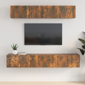Set de muebles de TV 5 pzas madera contrachapada roble ahumado en Muebles TV | Comprar online en Foru.es