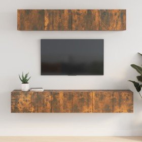 Set de muebles de TV 5 pzas madera contrachapada roble ahumado en Muebles TV | Comprar online en Foru.es