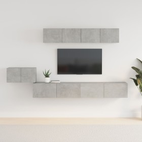 Set de muebles de TV 5 pzas madera contrachapada gris hormigón en Muebles TV | Comprar online en Foru.es