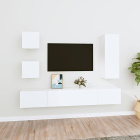 Set de muebles para TV 5 piezas madera contrachapada blanco en Muebles TV | Comprar online en Foru.es