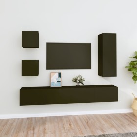 Set de muebles para TV 5 piezas madera contrachapada negro en Muebles TV | Comprar online en Foru.es