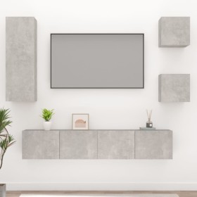 Set de muebles de TV 5 pzas madera contrachapada gris hormigón en Muebles TV | Comprar online en Foru.es