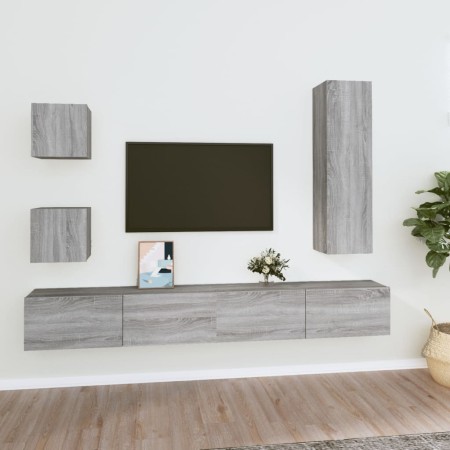 Set de muebles para TV 5 pzas madera contrachapada gris Sonoma en Muebles TV | Comprar online en Foru.es