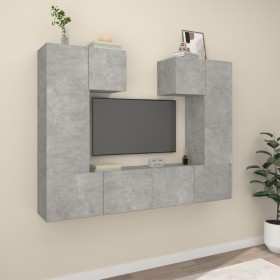 Set de muebles de TV 6 pzas madera contrachapada gris hormigón en Muebles TV | Comprar online en Foru.es