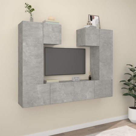 Set de muebles de TV 6 pzas madera contrachapada gris hormigón en Muebles TV | Comprar online en Foru.es