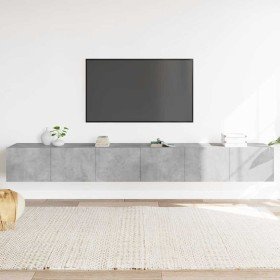 Set de muebles de TV 3 pzas madera contrachapada gris hormigón en Muebles TV | Comprar online en Foru.es