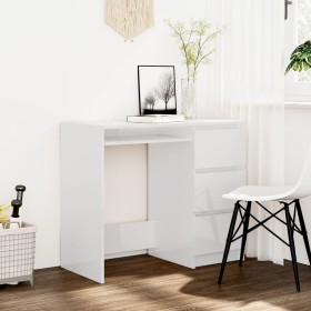 Escritorio de madera contrachapada blanco brillo 90x45x76 cm de vidaXL, Escritorios - Ref: Foro24-801379, Precio: 139,17 €, D...