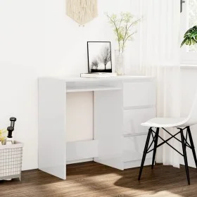Escritorio de madera contrachapada blanco brillo 90x45x76 cm de vidaXL, Escritorios - Ref: Foro24-801379, Precio: 137,35 €, D...