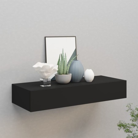 Estante con cajón de pared MDF negro 60x23,5x10 cm de vidaXL, Estantes y estanterías - Ref: Foro24-330257, Precio: 55,26 €, D...