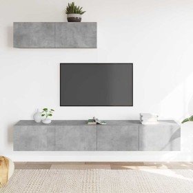 Set de muebles de TV 3 pzas madera contrachapada gris hormigón en Muebles TV | Comprar online en Foru.es