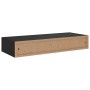 Estante con cajón de pared MDF negro 60x23,5x10 cm de vidaXL, Estantes y estanterías - Ref: Foro24-330257, Precio: 55,26 €, D...