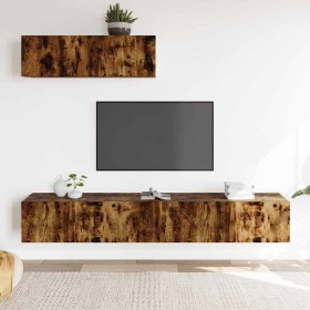 Set de muebles de TV 3 pzas madera contrachapada roble ahumado en Muebles TV | Comprar online en Foru.es