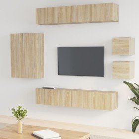 Set de muebles para TV 8 pzas madera contrachapada roble Sonoma en Muebles TV | Comprar online en Foru.es