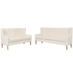 Conjunto de sofás 2 piezas tela blanco crema de vidaXL, Sofás - Ref: Foro24-274930, Precio: 851,05 €, Descuento: %