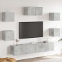 Juego de mueble TV 7 piezas madera contrachapada gris hormigón en Muebles TV | Comprar online en Foru.es
