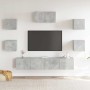 Juego de mueble TV 7 piezas madera contrachapada gris hormigón en Muebles TV | Comprar online en Foru.es