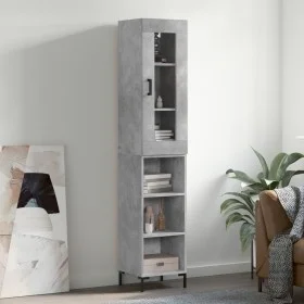 Aparador de madera contrachapada gris hormigón 34,5x34x180 cm by vidaXL, Sideboards - Ref: Foro24-3199365, Price: 92,02 €, Di...