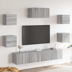 Set de muebles de TV 7 pzas madera contrachapada gris sonoma en Muebles TV | Comprar online en Foru.es
