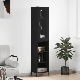 Aparador de madera contrachapada negro 34,5x34x180 cm de vidaXL, Aparadores - Ref: Foro24-3199370, Precio: 95,69 €, Descuento: %