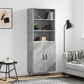 Aparador alto madera contrachapada gris hormigón 69,5x34x180 cm de vidaXL, Aparadores - Ref: Foro24-3189249, Precio: 121,81 €...