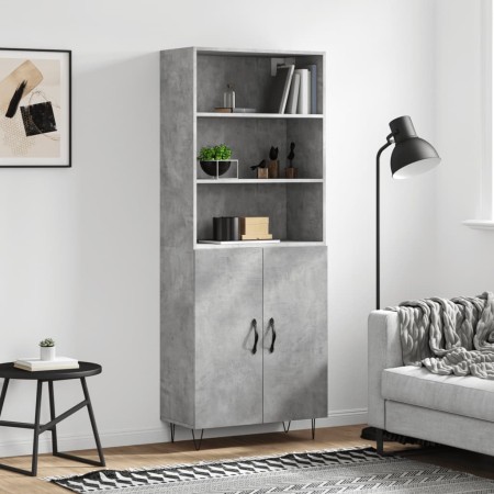Aparador alto madera contrachapada gris hormigón 69,5x34x180 cm de vidaXL, Aparadores - Ref: Foro24-3189249, Precio: 128,93 €...