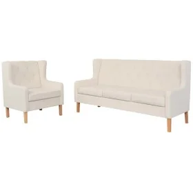 2-teilige Sofagarnitur aus cremeweißem Stoff von vidaXL, Sofas - Ref: Foro24-274929, Preis: 613,12 €, Rabatt: %