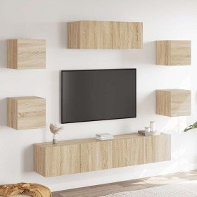 Set de muebles para TV 7 pzas madera contrachapada roble Sonoma en Muebles TV | Comprar online en Foru.es