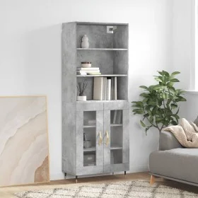 Aparador alto madera contrachapada gris hormigón 69,5x34x180 cm de vidaXL, Aparadores - Ref: Foro24-3189297, Precio: 127,96 €...