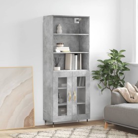 Aparador alto madera contrachapada gris hormigón 69,5x34x180 cm de vidaXL, Aparadores - Ref: Foro24-3189297, Precio: 129,40 €...