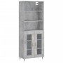 Aparador alto madera contrachapada gris hormigón 69,5x34x180 cm de vidaXL, Aparadores - Ref: Foro24-3189297, Precio: 129,40 €...