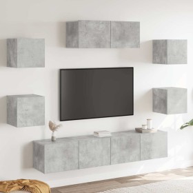 Set de muebles de TV 7 pzas madera contrachapada gris hormigón en Muebles TV | Comprar online en Foru.es