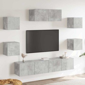 Set de muebles de TV 7 pzas madera contrachapada gris hormigón en Muebles TV | Comprar online en Foru.es