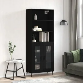 Aparador alto madera contrachapada negro 69,5x34x180 cm de vidaXL, Aparadores - Ref: Foro24-3189334, Precio: 148,15 €, Descue...
