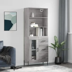 Aparador alto madera contrachapada gris sonoma 69,5x34x180 cm de vidaXL, Aparadores - Ref: Foro24-3189523, Precio: 160,59 €, ...