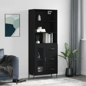 Aparador alto madera contrachapada negro 69,5x34x180 cm by vidaXL, Sideboards - Ref: Foro24-3189518, Price: 168,17 €, Discoun...