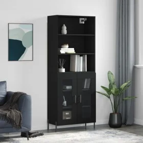 Aparador alto madera contrachapada negro 69,5x34x180 cm de vidaXL, Aparadores - Ref: Foro24-3189326, Precio: 152,74 €, Descue...