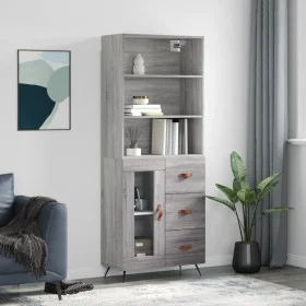 High sideboard sonoma gray plywood 69.5x34x180 cm by vidaXL, Sideboards - Ref: Foro24-3189483, Price: 147,49 €, Discount: %