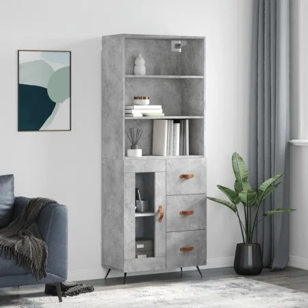 Concrete gray plywood tall sideboard 69.5x34x180 cm by vidaXL, Sideboards - Ref: Foro24-3189481, Price: 142,72 €, Discount: %