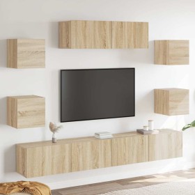 Set de muebles para TV 7 pzas madera contrachapada roble Sonoma en Muebles TV | Comprar online en Foru.es