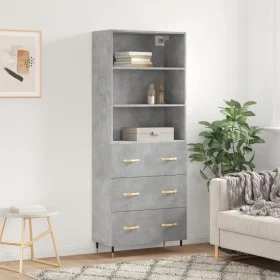 Aparador alto madera contrachapada gris hormigón 69,5x34x180 cm de vidaXL, Aparadores - Ref: Foro24-3189361, Precio: 141,85 €...