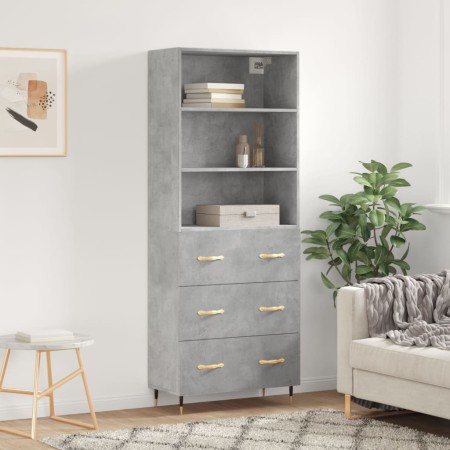 Aparador alto madera contrachapada gris hormigón 69,5x34x180 cm de vidaXL, Aparadores - Ref: Foro24-3189361, Precio: 150,61 €...
