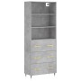 Aparador alto madera contrachapada gris hormigón 69,5x34x180 cm de vidaXL, Aparadores - Ref: Foro24-3189361, Precio: 150,61 €...