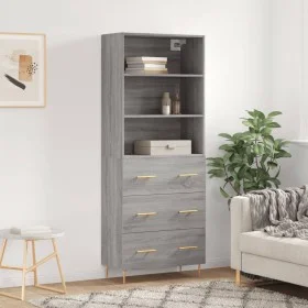 Aparador alto madera contrachapada gris sonoma 69,5x34x180 cm de vidaXL, Aparadores - Ref: Foro24-3189371, Precio: 150,20 €, ...