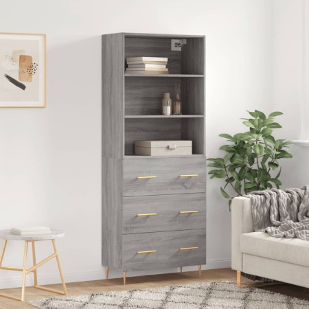 Aparador alto madera contrachapada gris sonoma 69,5x34x180 cm de vidaXL, Aparadores - Ref: Foro24-3189371, Precio: 159,95 €, ...