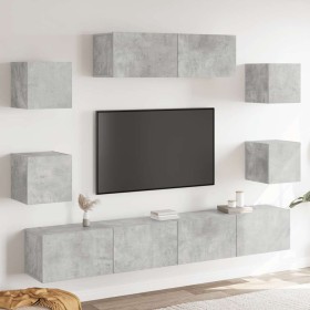 Set de muebles de TV 7 pzas madera contrachapada gris hormigón en Muebles TV | Comprar online en Foru.es