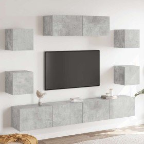 Set de muebles de TV 7 pzas madera contrachapada gris hormigón en Muebles TV | Comprar online en Foru.es