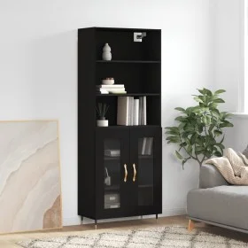 Hohes schwarzes Sperrholz-Sideboard 69,5 x 34 x 180 cm von vidaXL, Sideboards - Ref: Foro24-3189294, Preis: 145,10 €, Rabatt: %
