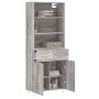Aparador alto madera contrachapada gris sonoma 69,5x34x180 cm de vidaXL, Aparadores - Ref: Foro24-3200511, Precio: 140,87 €, ...