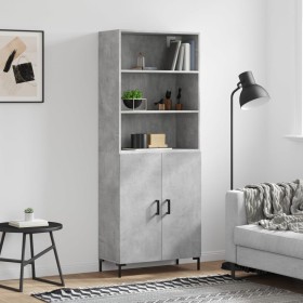 Aparador alto madera contrachapada gris hormigón 69,5x34x180 cm de vidaXL, Aparadores - Ref: Foro24-3189257, Precio: 128,22 €...