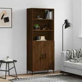 Aparador alto madera contrachapada marrón roble 69,5x34x180 cm de vidaXL, Aparadores - Ref: Foro24-3189260, Precio: 137,29 €,...